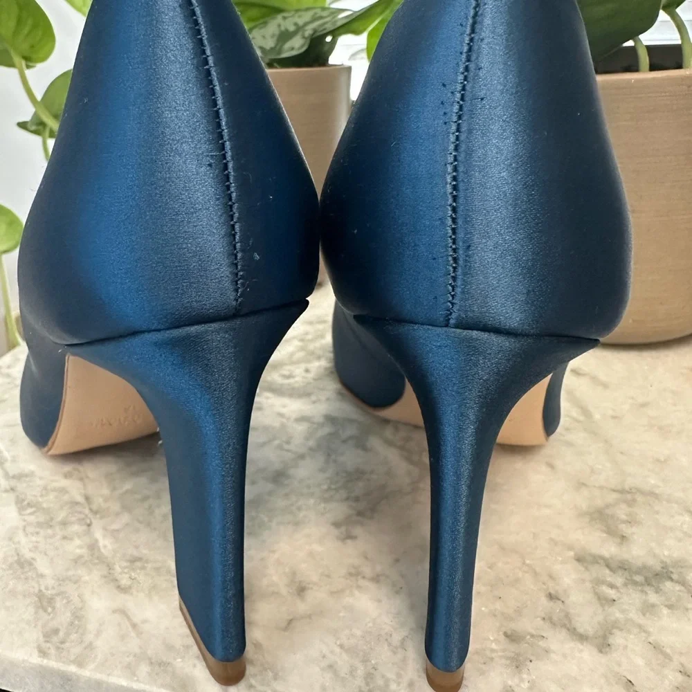 Zara - Satiny Blue Heels - Picture 3 of 7